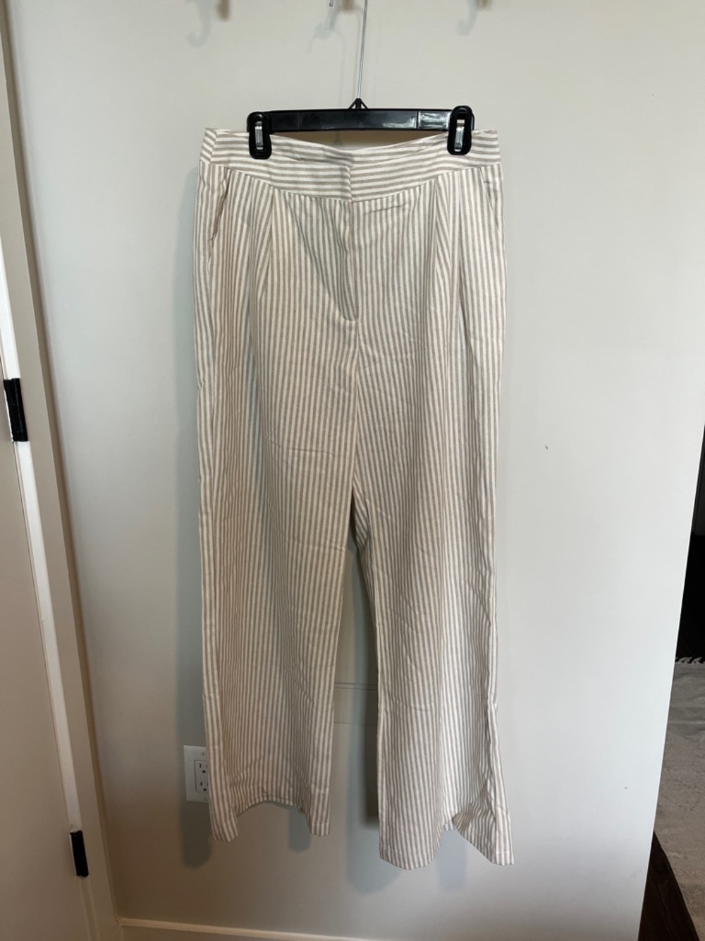 Ellison Beige and White Striped Trousers